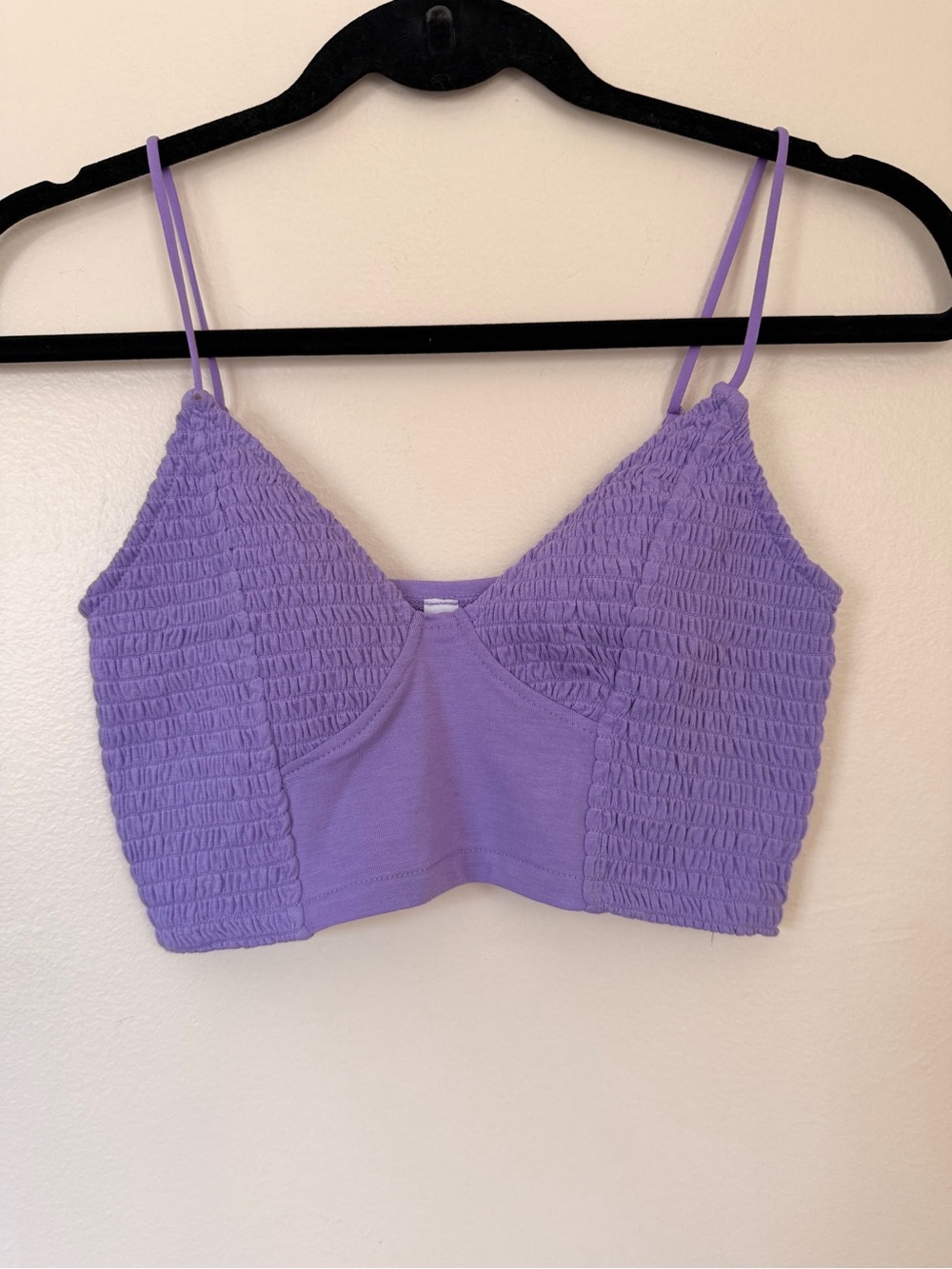 Zenana Outfitters Lilac Smocked Bralette Crop Top Brami Size Small NWOT